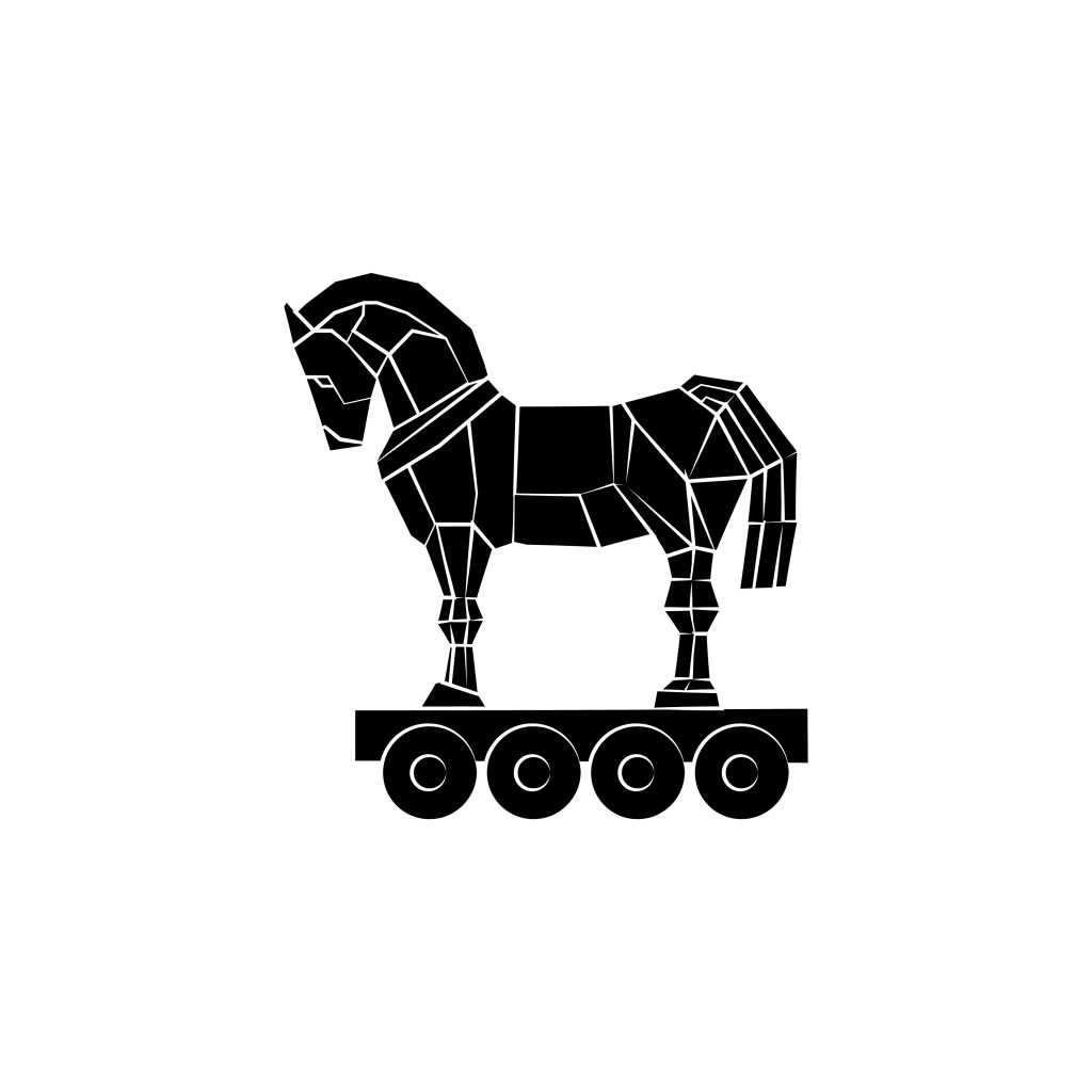 Trojan horse icon black on white background