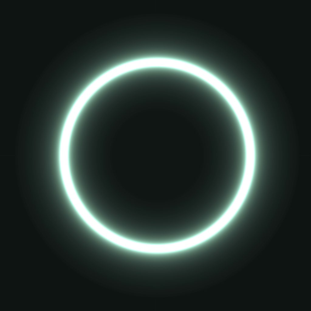 white neon circle. glowing circle on a black background.